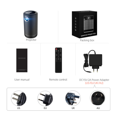 4K Android 9 Projector LED Wireless Mini DLP Projectors พร้อมโหมดลำโพงไฮไฟ